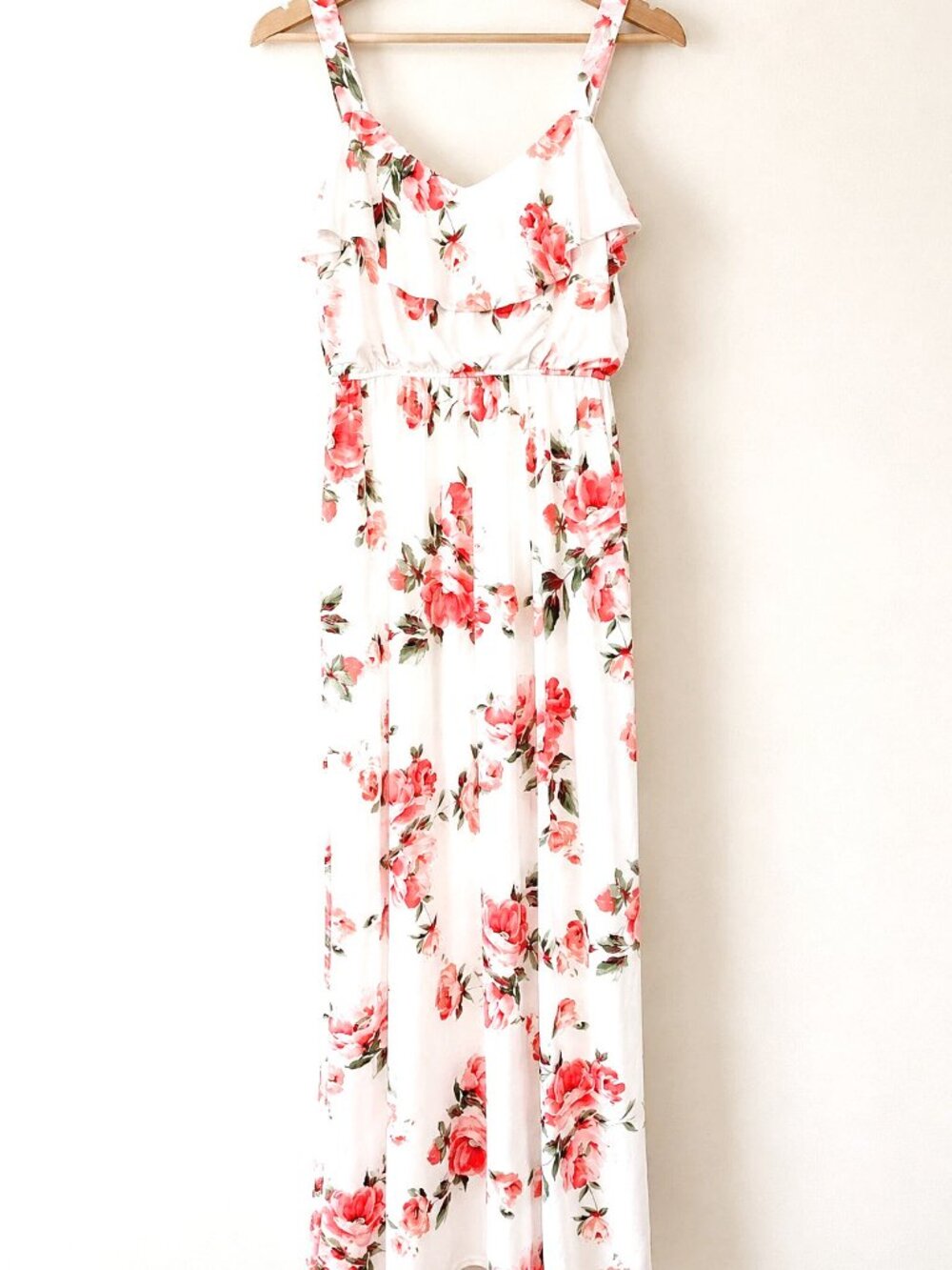 Three Pink Hearts Pink Floral Ruffle Maxi Dress - Medium